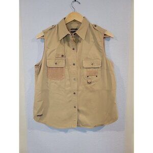 Vintage Lauren 1967 Ralph Lauren‎ Utility Vest Womens Large Safari Khaki Pockets